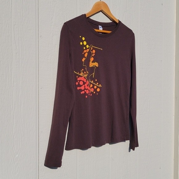 BELLA Brown Long Sleeved Cotton Kahlua Skier Shirt size Large - Picture 6 of 15